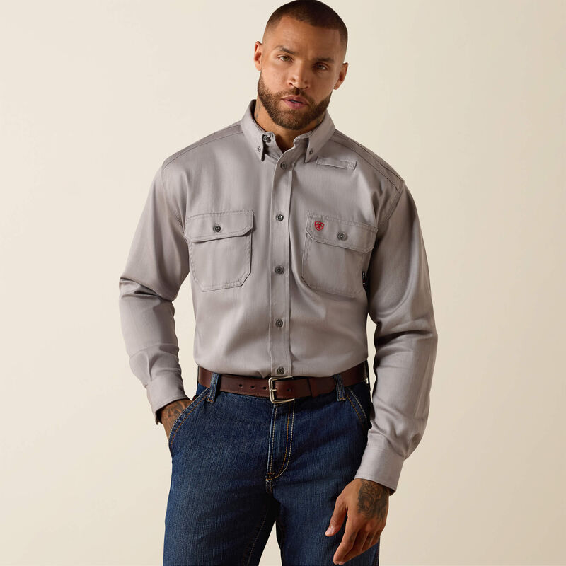 ARIAT MNS FR SOLID WORK SHIRT SILVER FOX Howard
