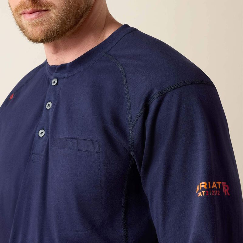 Ariat FR Air Henley Long Sleeve Shirt Navy Howard
