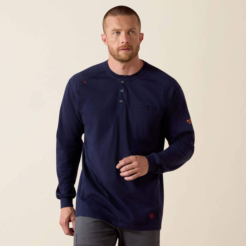 Ariat FR Air Henley Long Sleeve Shirt Navy Howard
