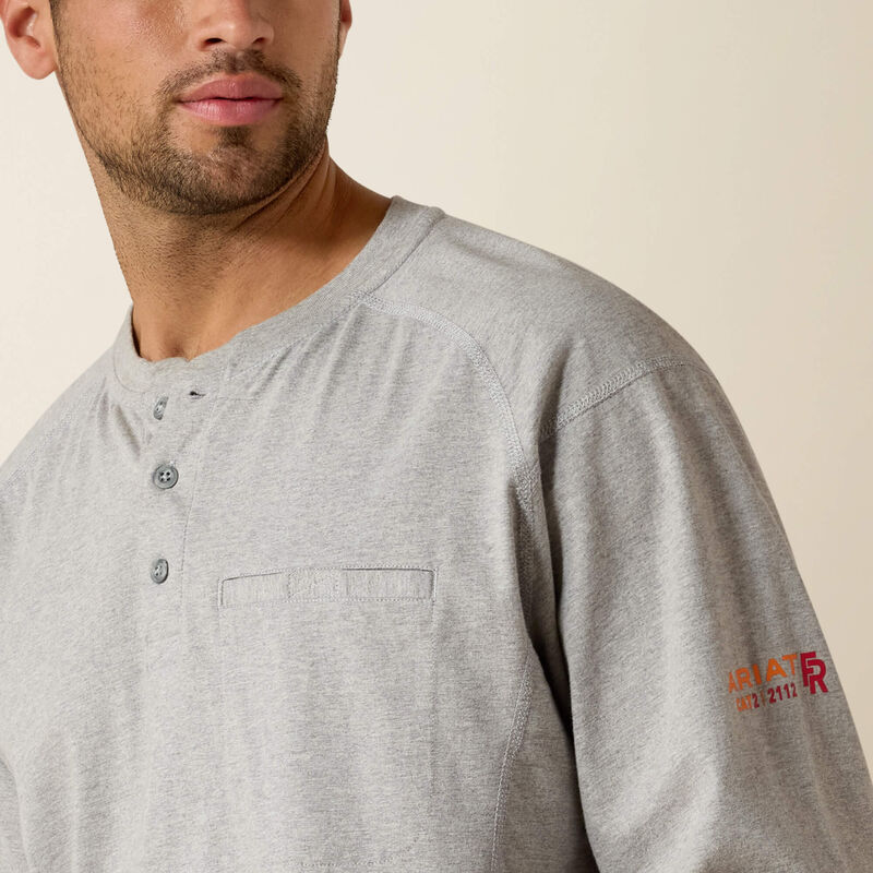 Ariat FR Air Henley Long Sleeve Shirt Silver Fox Heather Howard