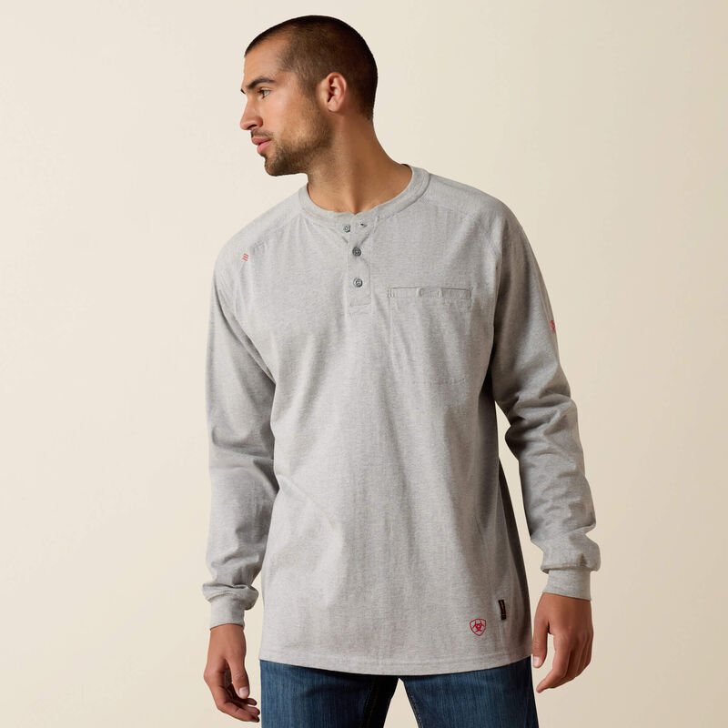 Ariat FR Air Henley Long Sleeve Shirt Silver Fox Heather Howard