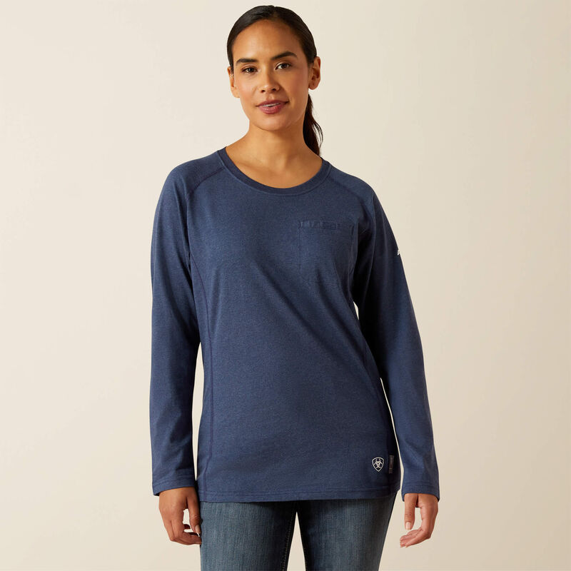 ARIAT Women's FR Air Crew Navy Heather T-Shirt Howard