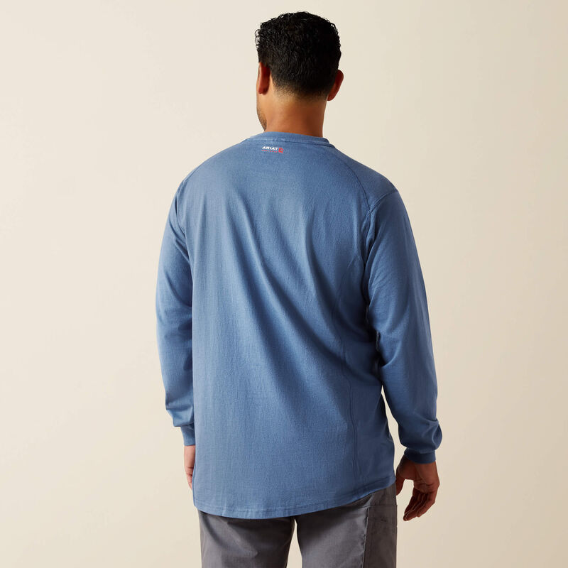 Ariat FR Air Henley Long Sleeve Shirt Medium Blue Howard