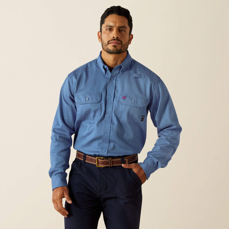 ARIAT MNS FR SOLID WORK SHIRT MEDIUM BLUE Howard