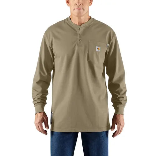 Carhartt FR Force Dearborn Loose LS Henley Khaki Howard