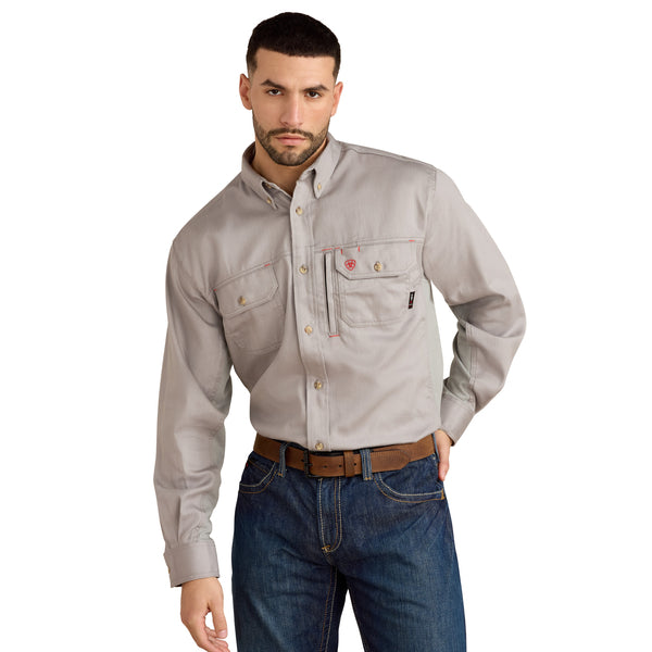 Ariat FR Solid Vent Work Shirt Silver Fox Howard
