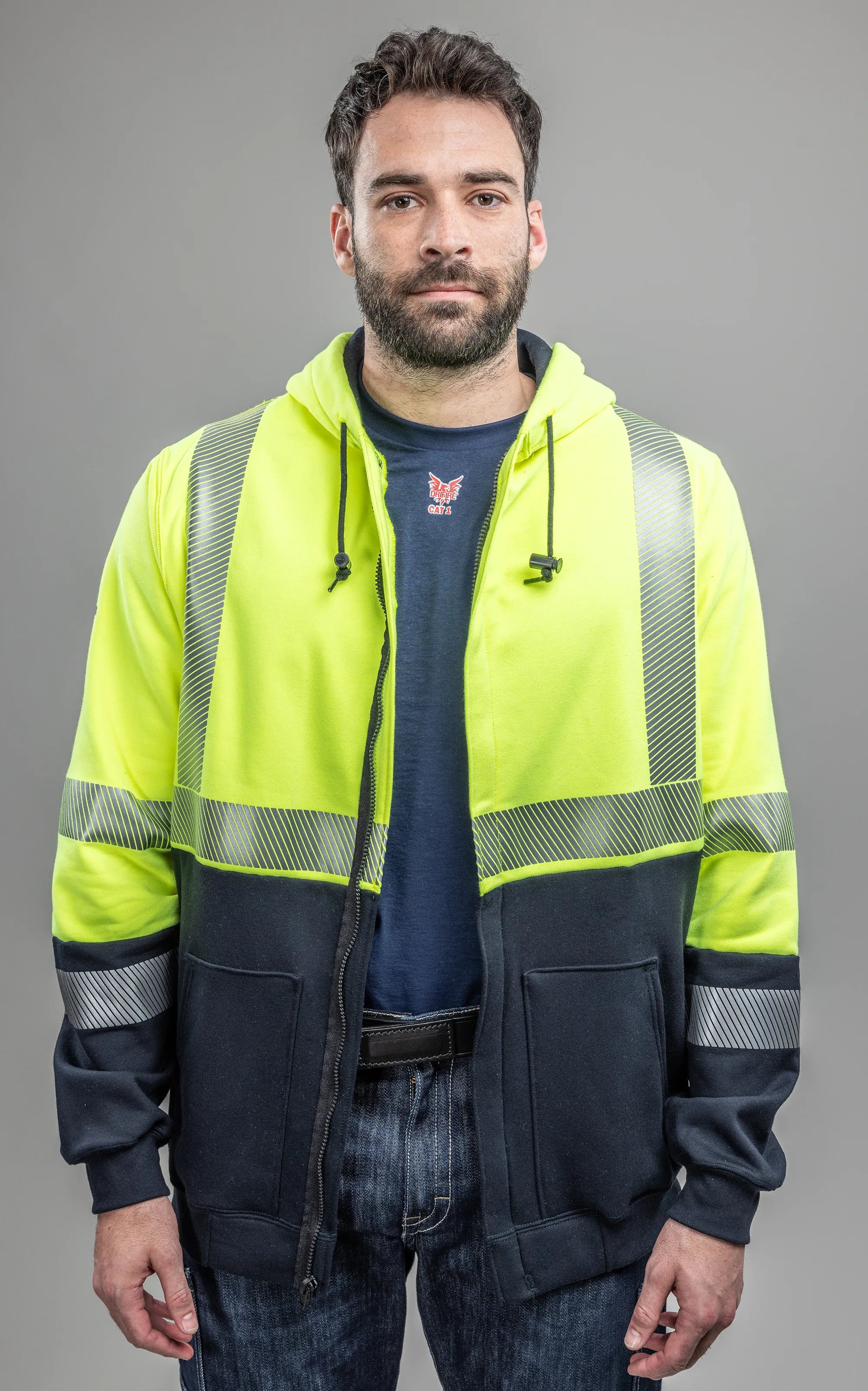 DRIFIRE® FR Hi-Vis Hybrid Zip Hoodie Class 3 CF