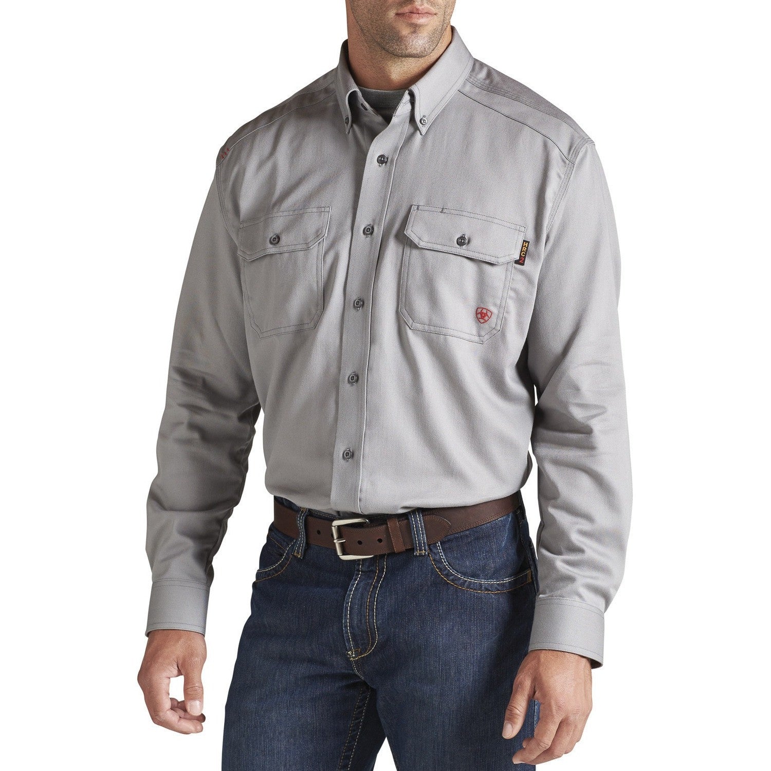 ARIAT MNS FR SOLID WORK SHIRT SILVER FOX Gore