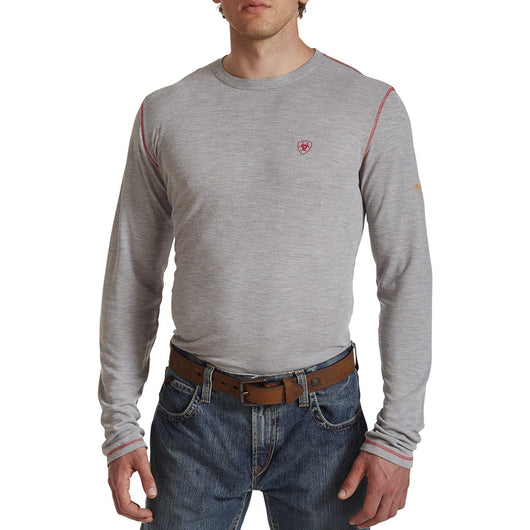 ARIAT MNS FR POLARTEC LS BASE LAYER LIGHT GRAY